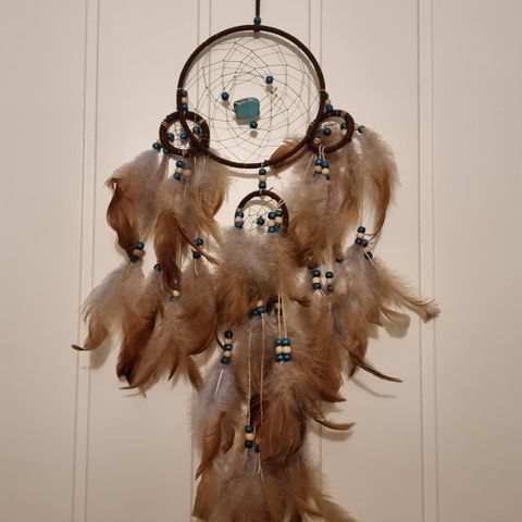 Dreamcatcher brun turkis boho ø15cm