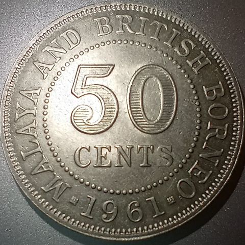 Malaya og britisk Borneo 50 cents 1961 NY PRIS