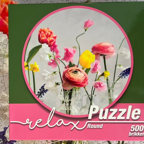 puslespill 500 brikker blomster «Relax Puzzle Round»