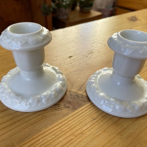 2 x Rosenthal Classic Rose / Hvit Maria - lysestaker