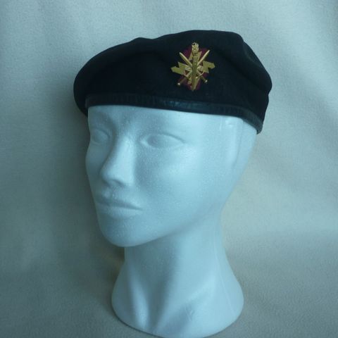 Sjelden utgått Dansk/Danish Army beret - Sort/svart Signal Unit staff HQ BDE.