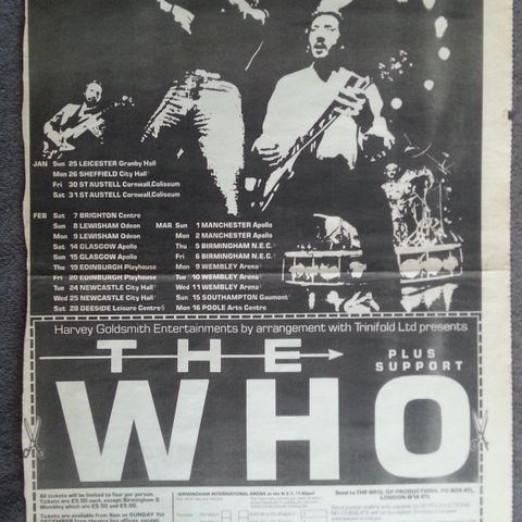 The Who  (annonse fra musikk avisa Sounds, 6. Desember 1980)
