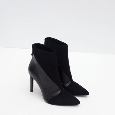 ZARA Woman svart anklestøvletter  heeled boots skinn suede