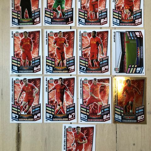 Liverpool - 13 stk Match Attax 2012/13 fotballkort