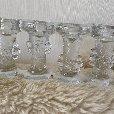 Vintage Pukeberg Glass lysestake 4 armet  Staffan Gellerstedt Design