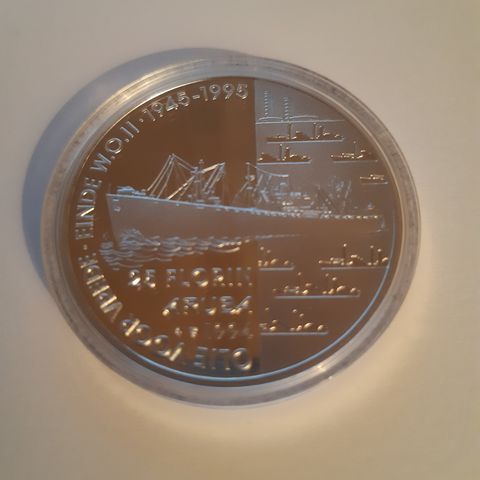 Nederland/Aruba  - 25-Florin - Sølv-minnemynt - 50 års dagen WW-2 - 1994.