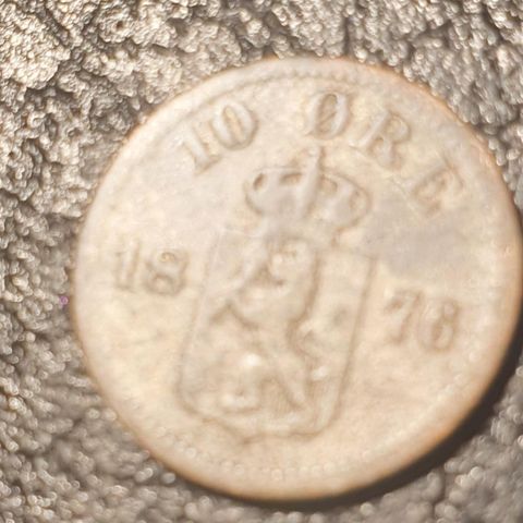 Norsk 10 øre mynt sølv 1876