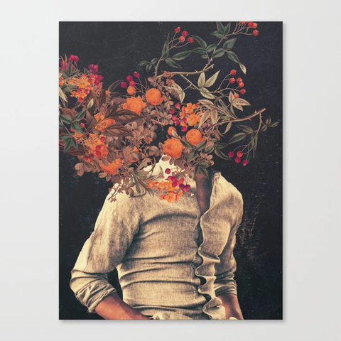 Kunst - Blomstrende Mann i Skjorte, Canvas Print 18x24