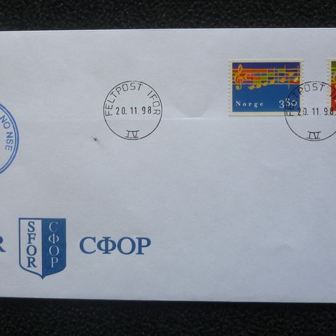 SFOR (Stabilization Force) - Nummerert Norsk Førstedagsbrev/FDC/First Day Cover.