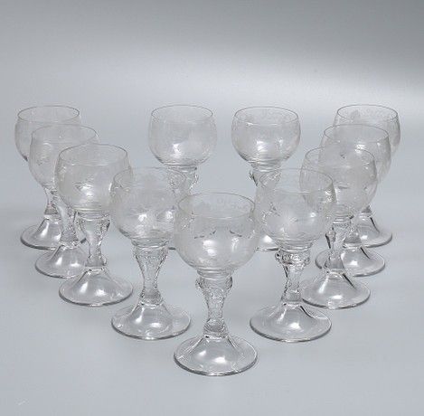 11 RØHMER GLASS TIDLIG 1900 TALLS