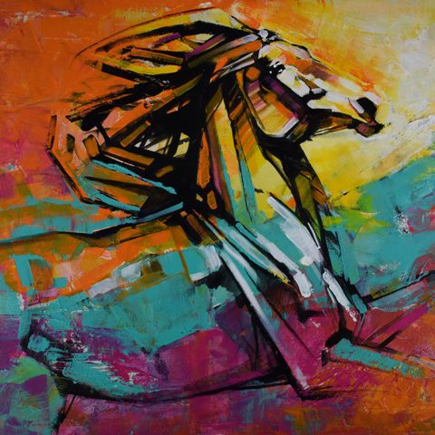 Equine serie , originalt moderne akrylmaleri 70x90cm