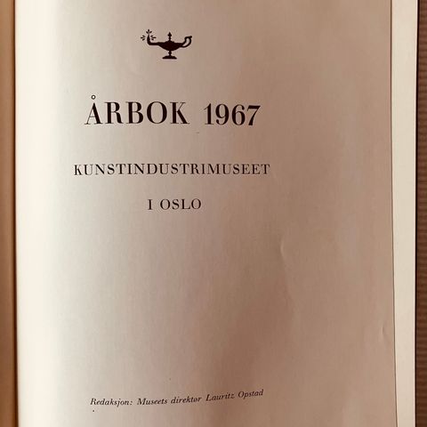 BokFrank: Kunstindustrimuseet i Oslo - Årbok 1967