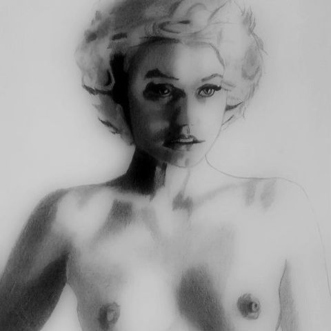 blyant tegning av  Marilyn Monroe