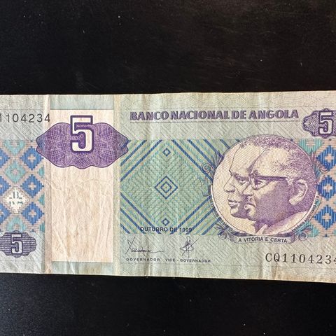 5 Kwanzas, Angola 1999, pen seddel (411 Å)