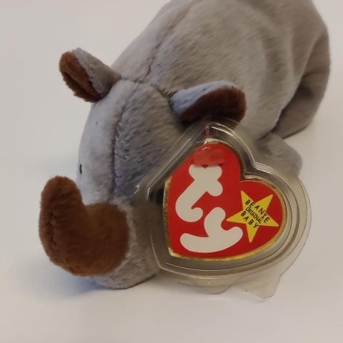 TY original Beanie Baby 'Spike' the Rhino (sjelden)