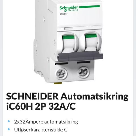 Schneider automatsikring Ny pris