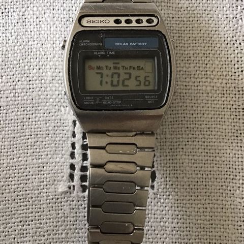 SEIKO alarm chronograph m/solcelle A156-5000[A2] Vintage