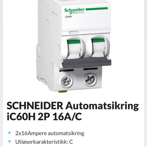 Schneider automatsikring NY pris