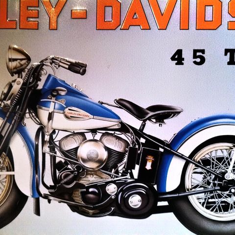 Harley Davidson metallskilt.  Størrelse 42cm / 30cm