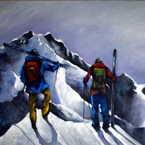 Skisport serie originalt oljemaleri 120x80cm fri frakt