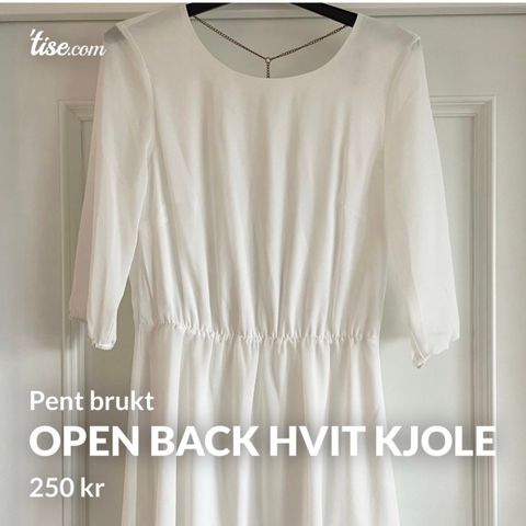 Open Back Hvit Kjole