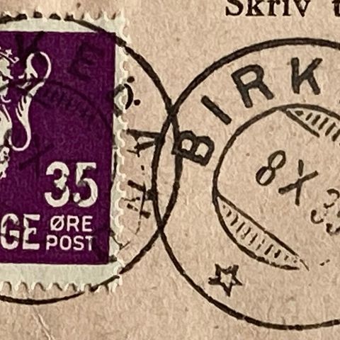 Norge 1934 Løve II NK 150 Pent stempel  BIRKELAND 8 X 35