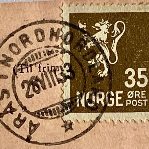 Norge 1934 Løve II NK 149 Pent stempel  ÅRÅS I NORDHORDALAND 28 VIII 33