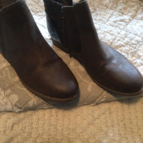 Brune boots i skinn, Str. 38