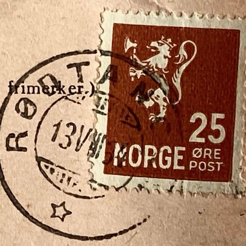 Norge 1934 Løve II NK 147 Pent stempel RØDTANGEN 13 VII  34