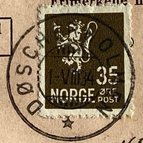 Norge 1934 Løve II NK 149 Pent stempel  DØSCHERHOLMEN  1 VIII 34