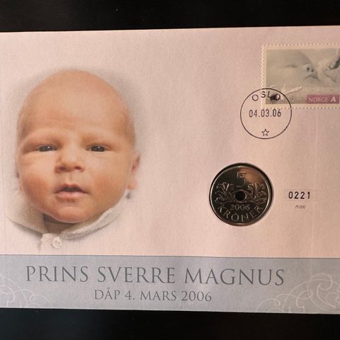 Myntbrev nr. 97. Prins Sverre Magnus dåp. (2343 Å)