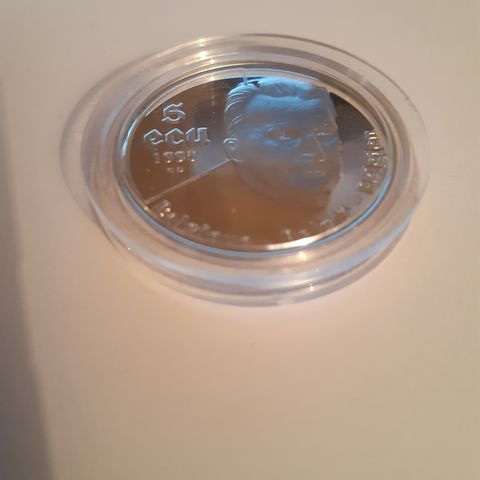 Sølv til Spot-Pris -5% :  Belgia  - 5-Euro - Sølv-minnemynt - FN 50 år - 1995.