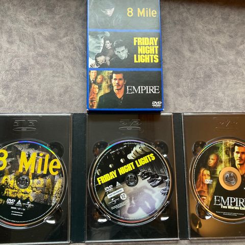 Samleboks. 8 mile / Friday night lights / Empire. Norske tekster.