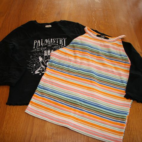 Overdeler - sort genser og fargerik stripete topp - størrelse M