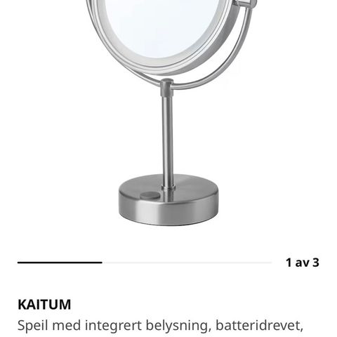 Kaitum sminkespeil med lys fra IKEA