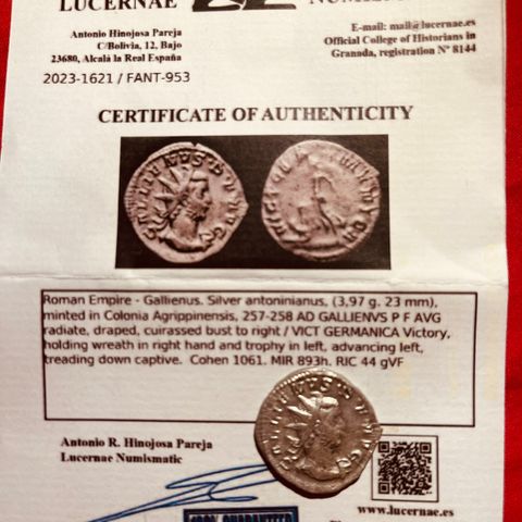 Roman Empire mynte med med ekthet sertifickat