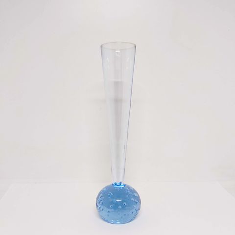 Vintage Magnor blomster-knopp vase,enkel rose  vase, blå bobler. 1950 tallet