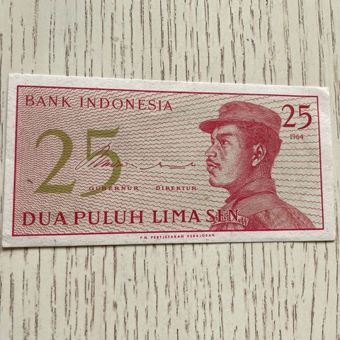 Indonesia 25 Sen kv 0 fra 1964 selges