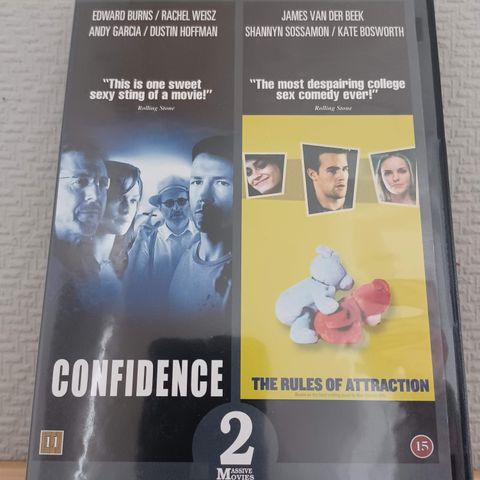 Dobbel DVD - Confidence og The Rules of Attraction (DVD) –  3 filmer for 2