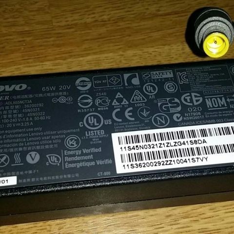 Lenovo 20V 65W 3.25A [ ADLX65NCT3A ] lader - ac power - Strømadapter