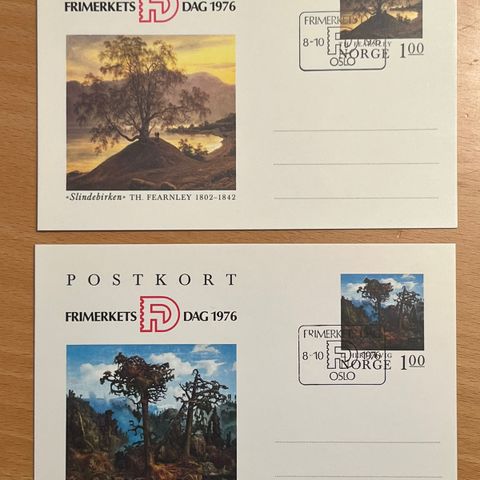 Frimerkets dag 1976 - to postkort (stemplet)