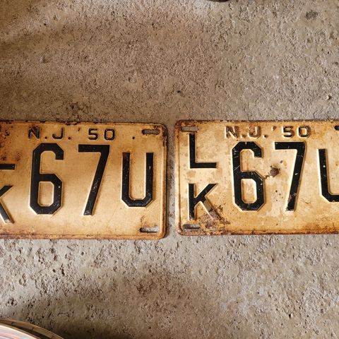 Amerikanske bilskilt 1950 New Jersey plates