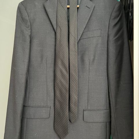 Dark Gray Calvin Klein Men's Blazer + Black Tie - Size 38R - dressjakke/dresser