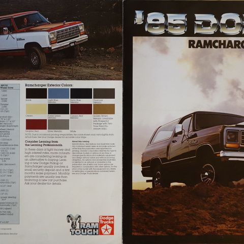 Dodge Ramcharger 1985 brosjyre