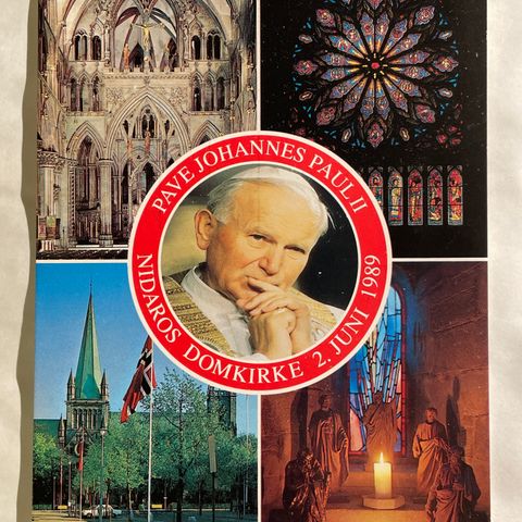 Pave Johannes Paul II - Nidaros Domkirke 2. juni 1989 postkort