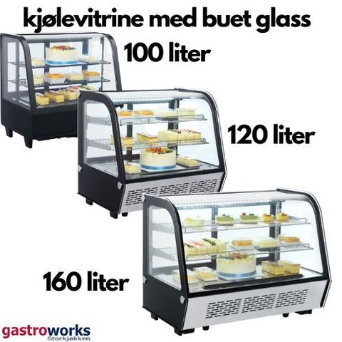 Kjølevitrine / Kakedisk / Kjølemonter / Vitrineskap 100,120,160L fra Gastroworks