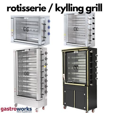 Rotisserie Grill - Grill Roaster - Kylling grill - Gass -Elektrisk - Gastroworks