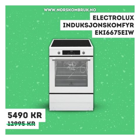 Electrolux induksjonskomfyr EKI6675EIW | 2 års garanti | Norsk Ombruk