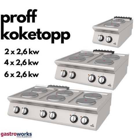 Proff Koketopp - Atalay 730 serie 2, 4 og 6 plate fra Gastroworks