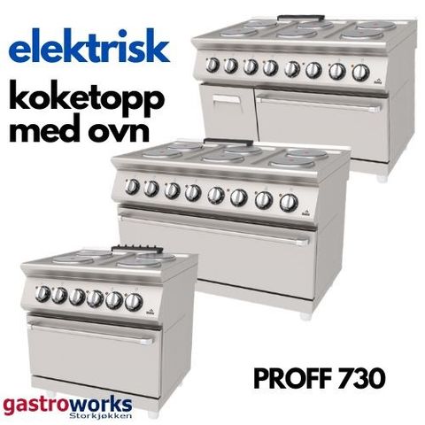 Koketopp med Ovn - ELEKTRISK - Atalay Proff 730 - 4 og 6 plate fra Gastroworks